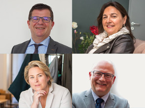 Bart Tommelein, Minister voor Energie van het Vlaams Gewest; Marie Christine Marghem, Federaal minister van Energie; Cécile Frémault; Minister voor Energie van het Brussels Hoofdstedelijk Gewest; Jean-Luc Crucke, Minister voor Energie van het Waals Gewest